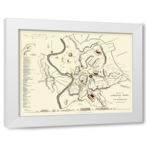 Ancient Rome Italy - Clarke 1830 White Modern Wood Framed Art Print by Clarke