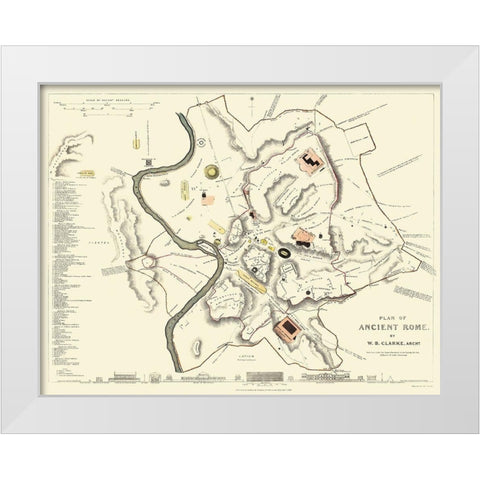 Ancient Rome Italy - Clarke 1830 White Modern Wood Framed Art Print by Clarke
