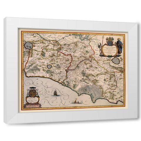 Rome Region Italy - Blaeu 1640 White Modern Wood Framed Art Print by Blaeu