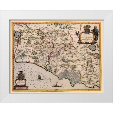Rome Region Italy - Blaeu 1640 White Modern Wood Framed Art Print by Blaeu