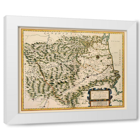 Roussillon France - Blaeu 1662 White Modern Wood Framed Art Print by Blaeu