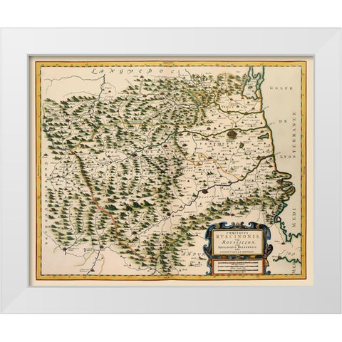 Roussillon France - Blaeu 1662 White Modern Wood Framed Art Print by Blaeu