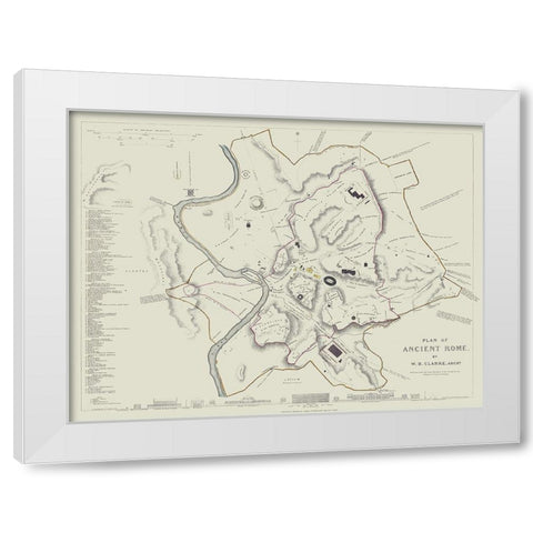 Ancient Rome Italy - Clarke 1830 White Modern Wood Framed Art Print by Clarke