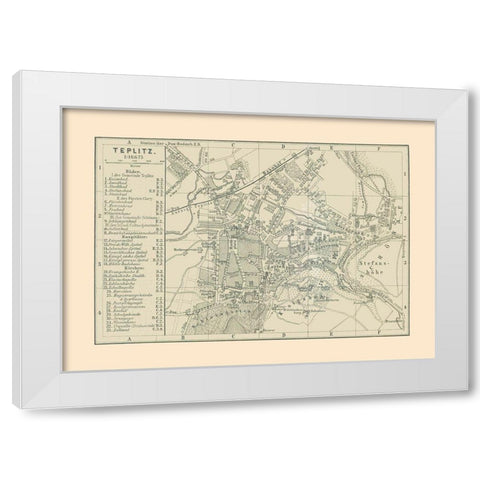 Teplitz Germany - Baedeker 1896 White Modern Wood Framed Art Print by Baedeker
