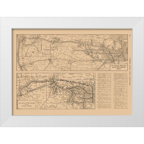 Denver, Rio Grande, Chicago, Milwaukee White Modern Wood Framed Art Print by Reynold