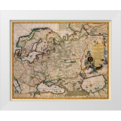 Europe Russia - Visscher 1681 White Modern Wood Framed Art Print by Visscher