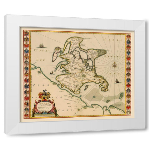 Rugia Island Germany - Blaeu 1631 White Modern Wood Framed Art Print by Blaeu