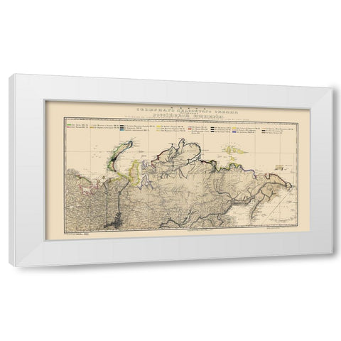 Arctic Ocean Coast Russia - Buache 1874 White Modern Wood Framed Art Print by Buache