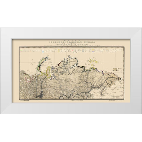 Arctic Ocean Coast Russia - Buache 1874 White Modern Wood Framed Art Print by Buache