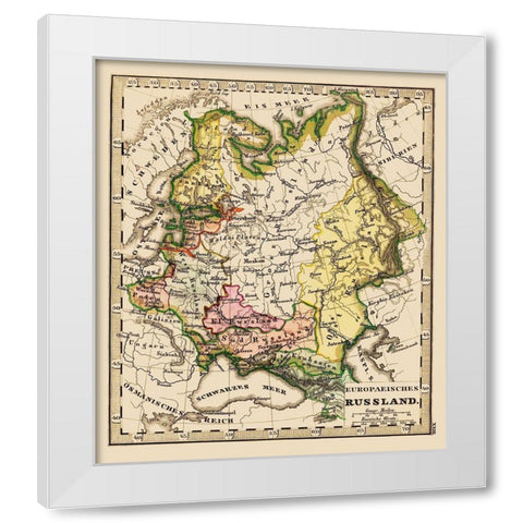 Russia Ukraine - Stieler 1852 White Modern Wood Framed Art Print by Stieler