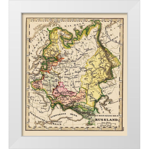 Russia Ukraine - Stieler 1852 White Modern Wood Framed Art Print by Stieler