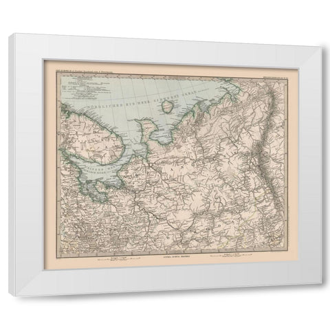 Northeast Europe Russia - Stieler 1885 White Modern Wood Framed Art Print by Stieler