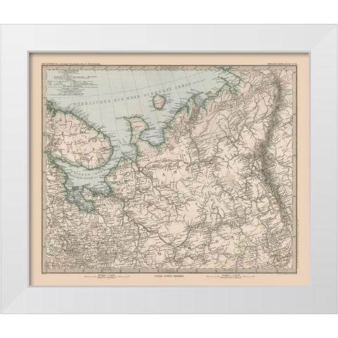 Northeast Europe Russia - Stieler 1885 White Modern Wood Framed Art Print by Stieler