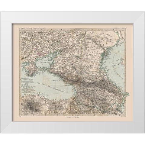 South Central Russia Europe - Stieler 1885 White Modern Wood Framed Art Print by Stieler