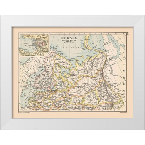 Northwestern Russia - Bartholomew 1892 White Modern Wood Framed Art Print by Bartholomew