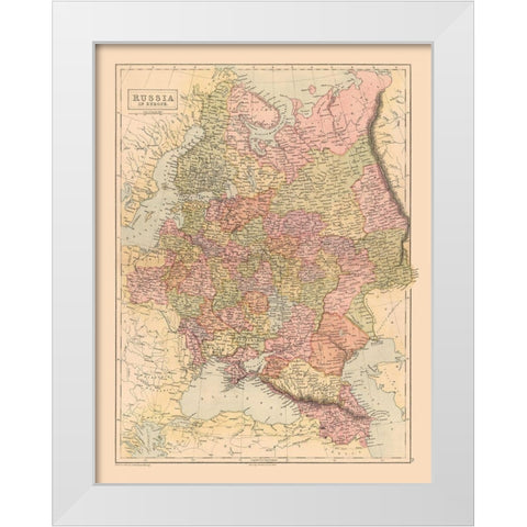 Russia - Black 1867 White Modern Wood Framed Art Print by Black