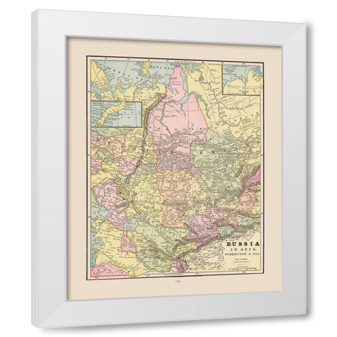 Russian Empire in Asia Russia - Cram 1892 White Modern Wood Framed Art Print by Cram