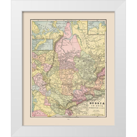 Russian Empire in Asia Russia - Cram 1892 White Modern Wood Framed Art Print by Cram