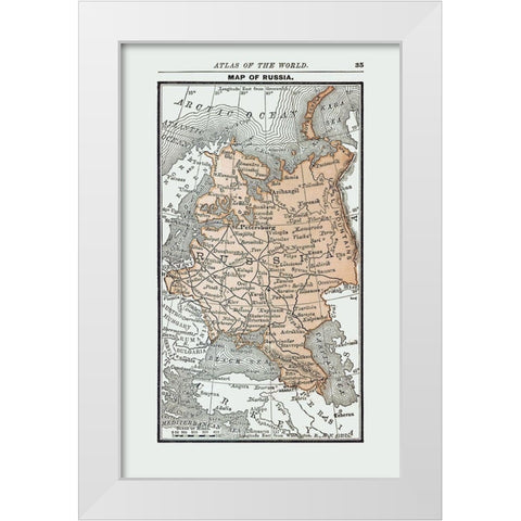 Russia - Alden 1886 White Modern Wood Framed Art Print by Alden