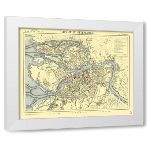 Saint Petersburg Russia Europe - Letts 1883 White Modern Wood Framed Art Print by Letts