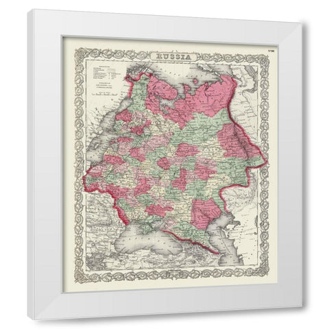Russia - Colton 1865 White Modern Wood Framed Art Print by Colton