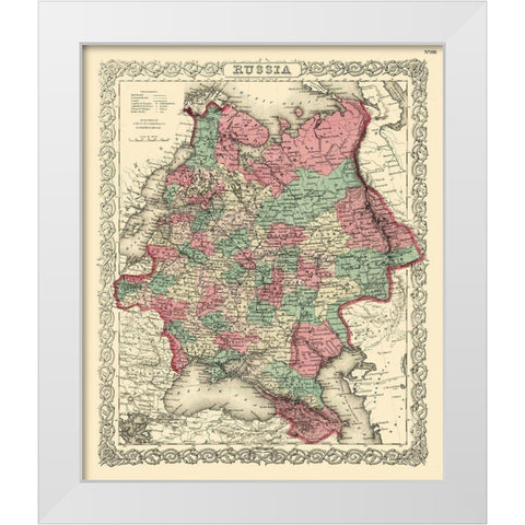 Russia - Colton 1869 White Modern Wood Framed Art Print by Colton