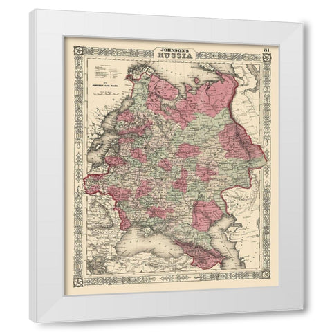 Russia - Johnson 1864 White Modern Wood Framed Art Print by Johnson