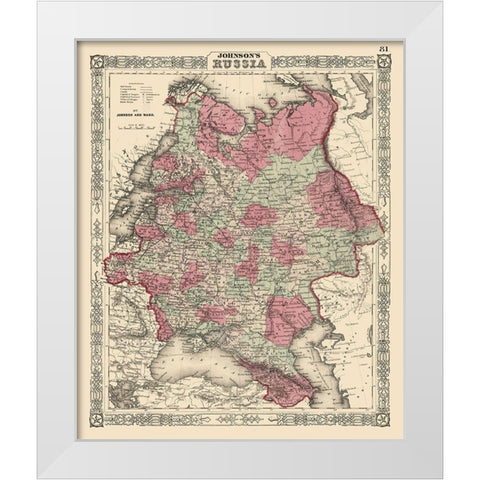 Russia - Johnson 1864 White Modern Wood Framed Art Print by Johnson