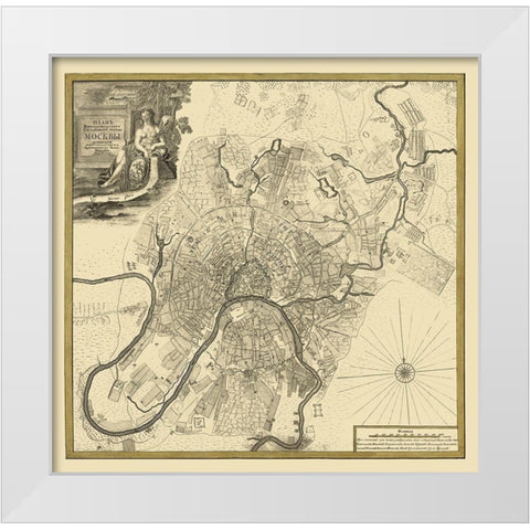 Moscow Russia Plan Europe - Michurin 1739 White Modern Wood Framed Art Print by Michurin