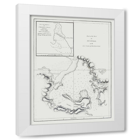 Bay of Awatska Kamtschatka Russia - Bligh 1785 White Modern Wood Framed Art Print by Bligh