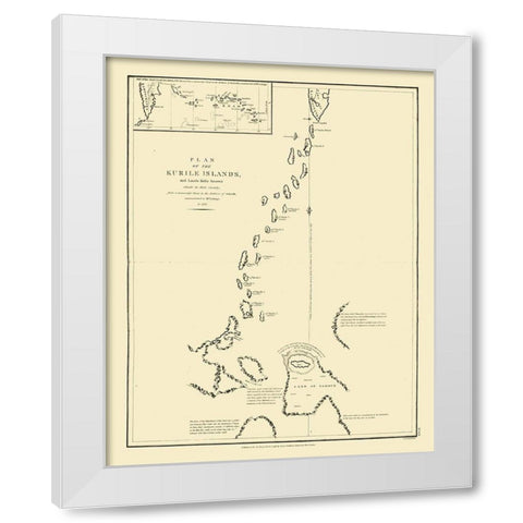 Asia Kurile Islands Russia - Lesseps 1788 White Modern Wood Framed Art Print by Lesseps