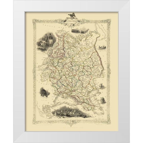 Europe Russia - Tallis 1851 White Modern Wood Framed Art Print by Tallis