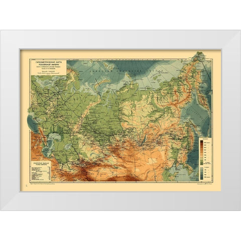Europe Topography Russia - Shokalskiy White Modern Wood Framed Art Print by Shokalskiy