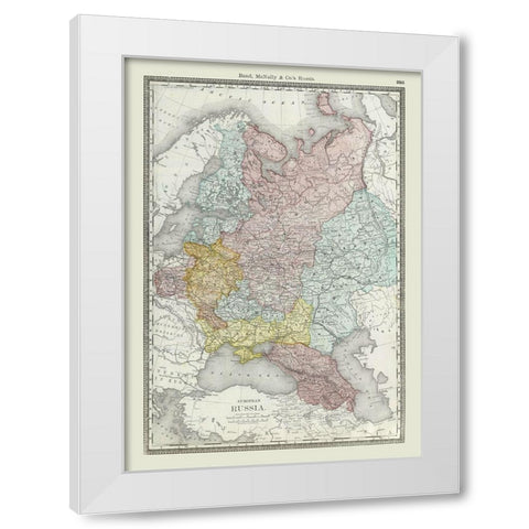European Russia - Rand McNally 1889 White Modern Wood Framed Art Print by Rand McNally