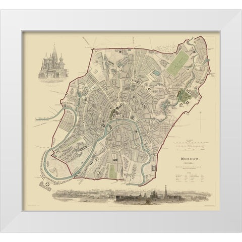 Moscow Russia Europe - Baldwin 1836 White Modern Wood Framed Art Print by Baldwin