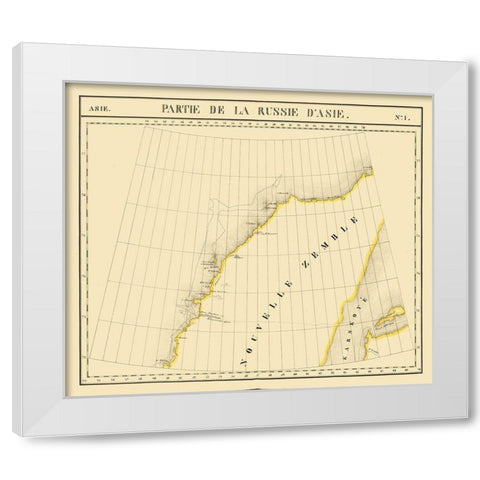 Novaya Zemlya Russia Asia - Vandermaelen 1827 White Modern Wood Framed Art Print by Vandermaelen