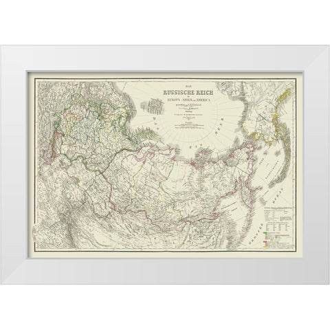 Russian Empire in Europe Asia America Russia White Modern Wood Framed Art Print by Kiepert