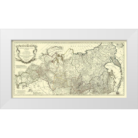 Siberia Russia Asia Tartary - DAnville 1753 White Modern Wood Framed Art Print by D''Anville