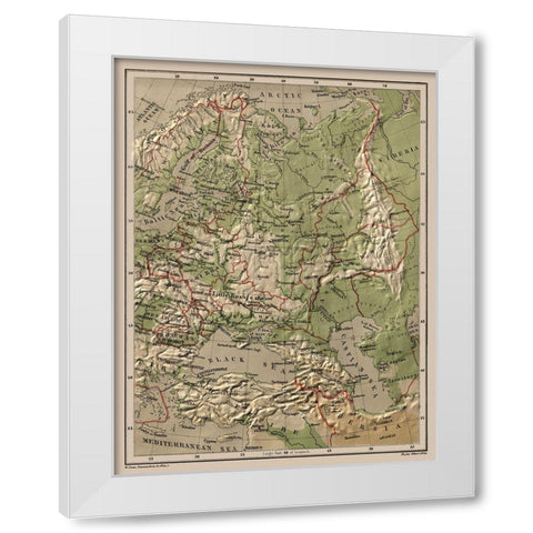 Eastern Europe Relief Russia - Swan 1880 White Modern Wood Framed Art Print by Swan