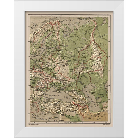 Eastern Europe Relief Russia - Swan 1880 White Modern Wood Framed Art Print by Swan