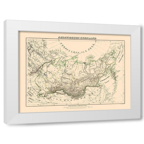 Asia Russia - Sohr 1875 White Modern Wood Framed Art Print by Sohr