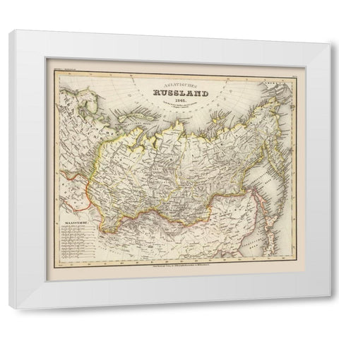 Asia Russia - Stich 1845 White Modern Wood Framed Art Print by Stich