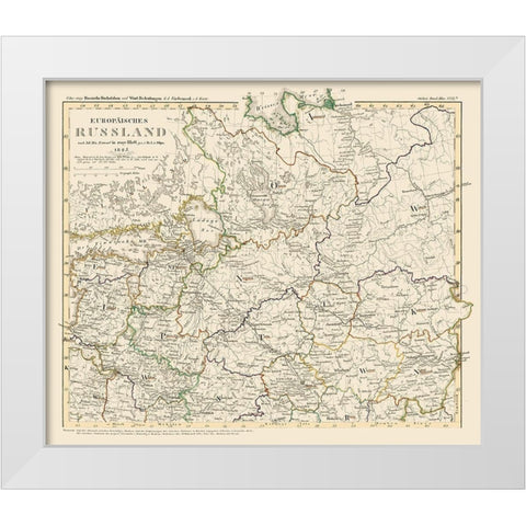 Europe Russia - Stieler 1850 White Modern Wood Framed Art Print by Stieler