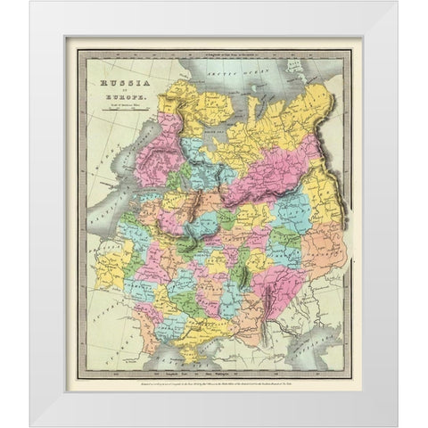 Europe Russia - Illman 1834 White Modern Wood Framed Art Print by Illman