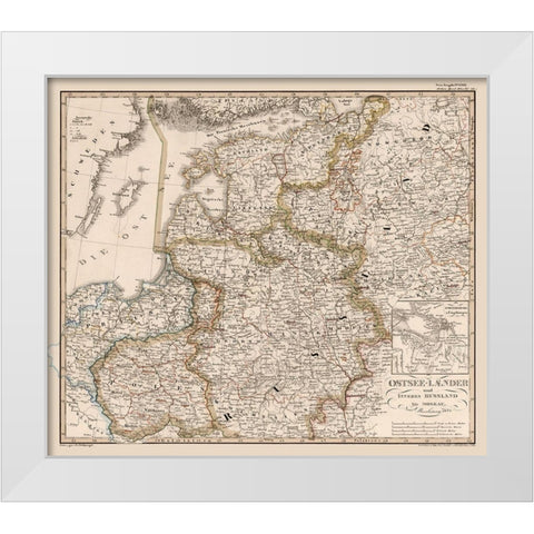 Western Russia - Stieler 1834 White Modern Wood Framed Art Print by Stieler