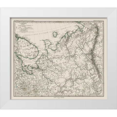 Western Russia - Perthes 1872 White Modern Wood Framed Art Print by Perthes