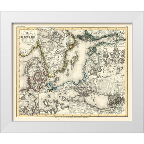 Baltic Sea Russia - Radefeld 1855 White Modern Wood Framed Art Print by Radefeld