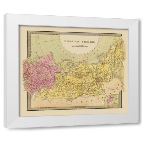 Russian Empire Europe Asia Russia - Greenleaf 1848 White Modern Wood Framed Art Print by Greenleaf