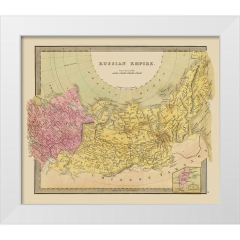 Russian Empire Europe Asia Russia - Greenleaf 1848 White Modern Wood Framed Art Print by Greenleaf