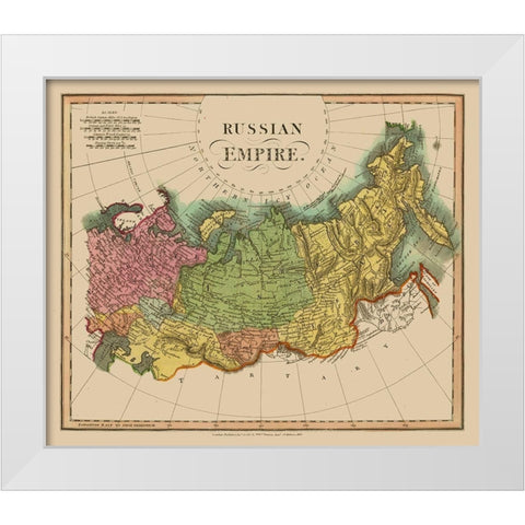 Russian Empire Russia - Darton 1811- 27.19 x 23 White Modern Wood Framed Art Print by Darton